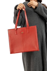 Everyday Women's Leather  Zipper Tote Bag-Candy Red