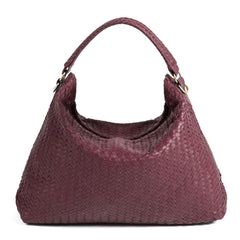 Handmade Woven  Original Leather Bag-Burgundy