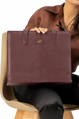 Everyday Women's Leather  Zipper Tote Bag-Maroon Oak