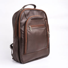 Trio Leather Backpack-DARK BROWN