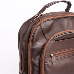 Trio Leather Backpack-DARK BROWN