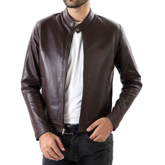 Brown Mens Pure Sheep Leather Jacket