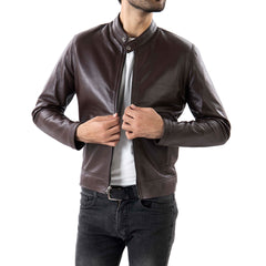 Brown Mens Pure Sheep Leather Jacket Jild