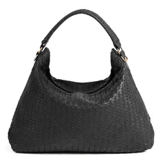 Handmade Woven Original Leather Bag-Black