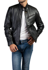 The Bravo Mens Leather Jacket-Black