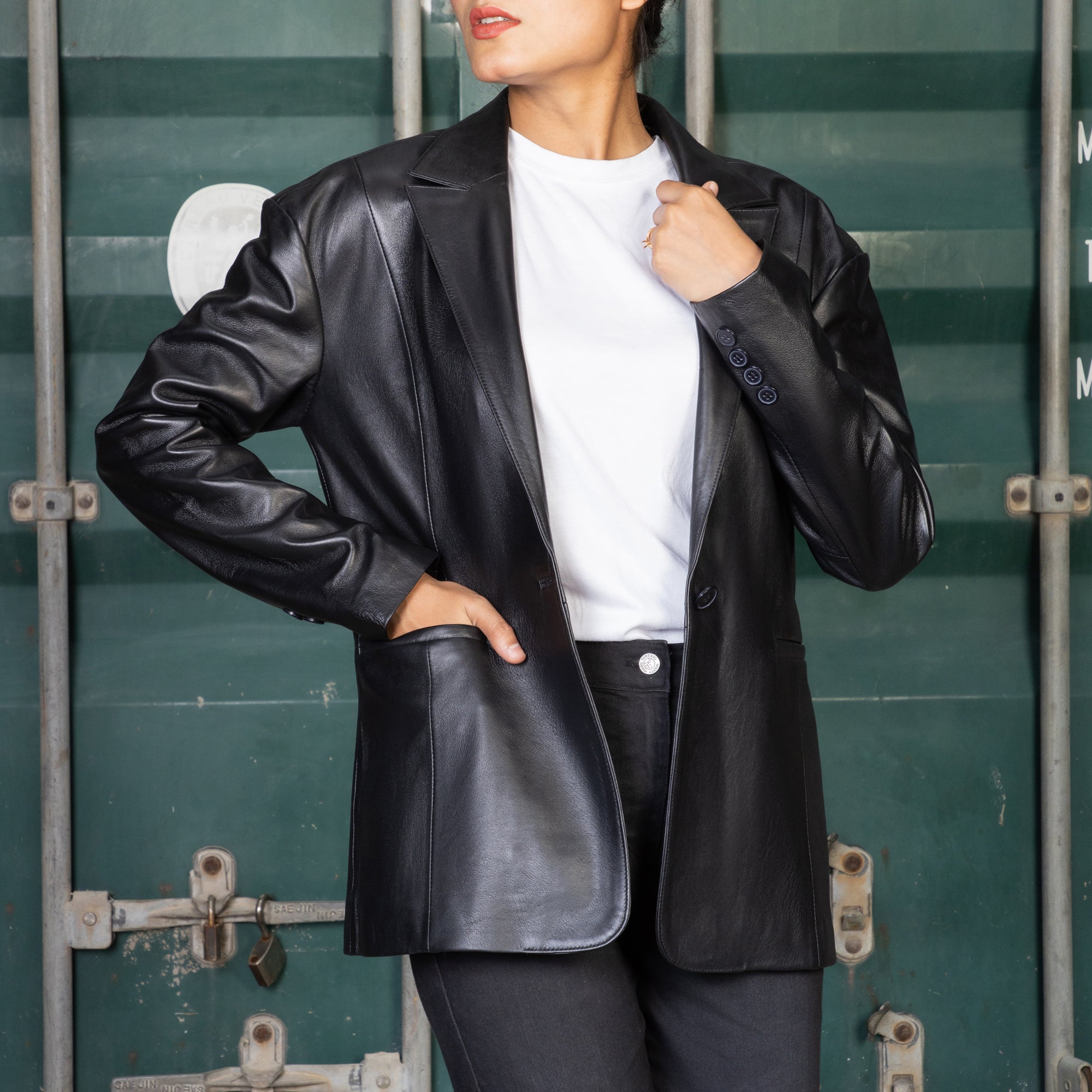 Jild Oversized Leather Blazer for Women