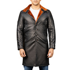 Men's Turlock Shearling Fur  Leather Winter Long Coat