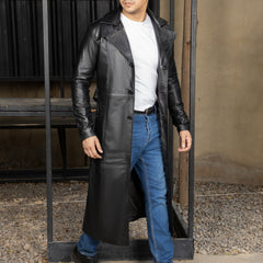 Mens Full Length Leather Duster Overcoat