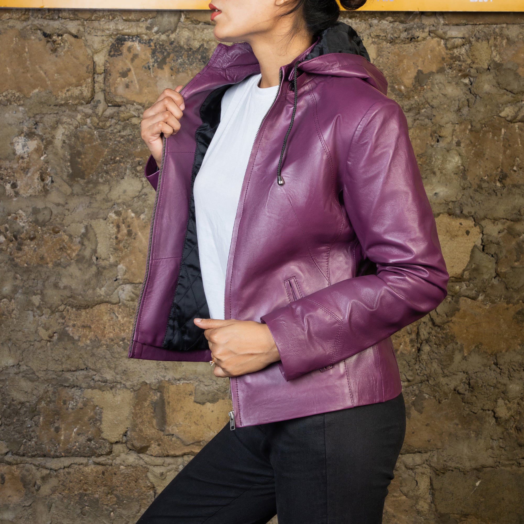 Jenny Hooded Womens Leather Jacket