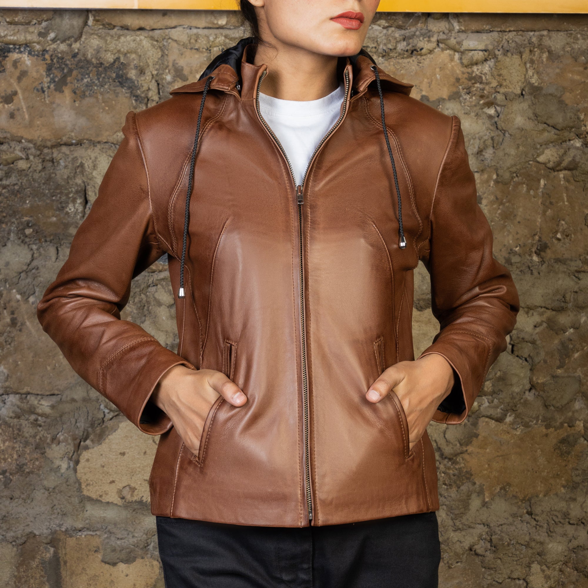 Jenny Hooded Womens Leather Jacket