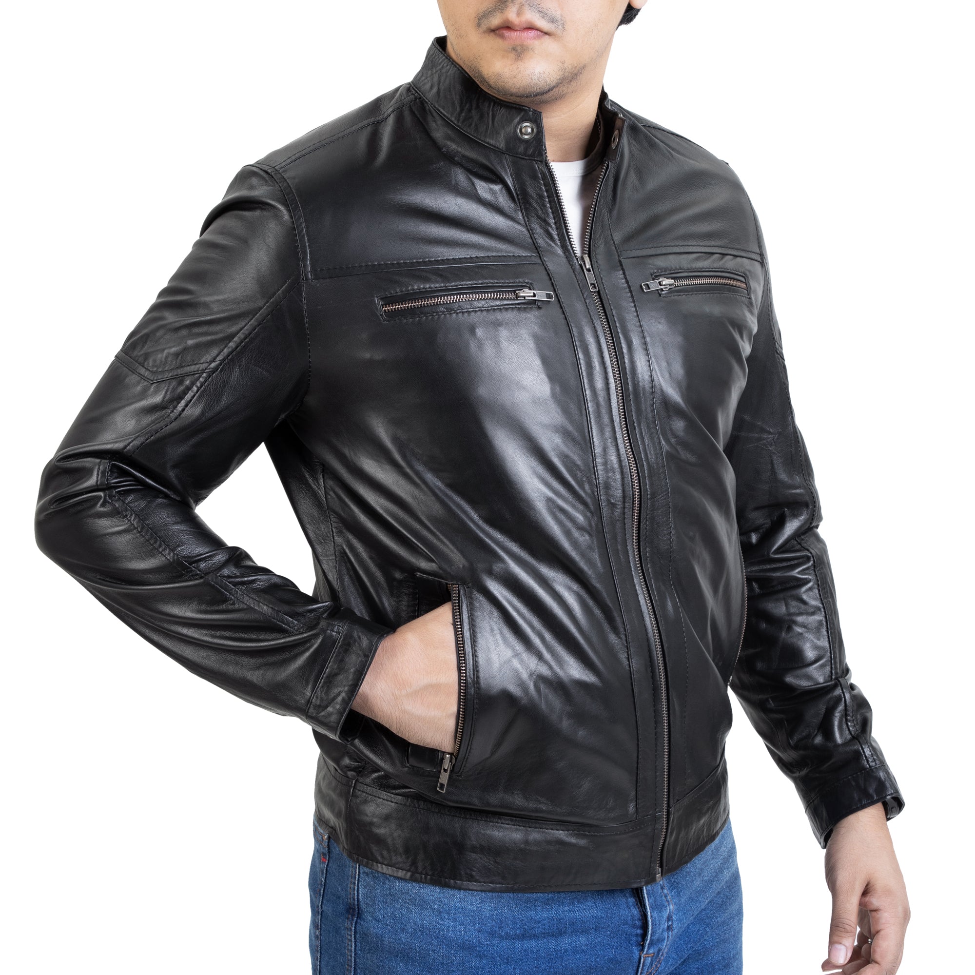 Mens Alpha Rider Black Leather Jacket