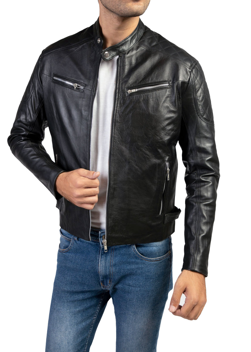 Alpha Mens Leather Jacket-Black – Jild