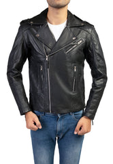 The Biker Mens Leather Jacket-Black