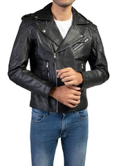 The Biker Mens Leather Jacket-Black