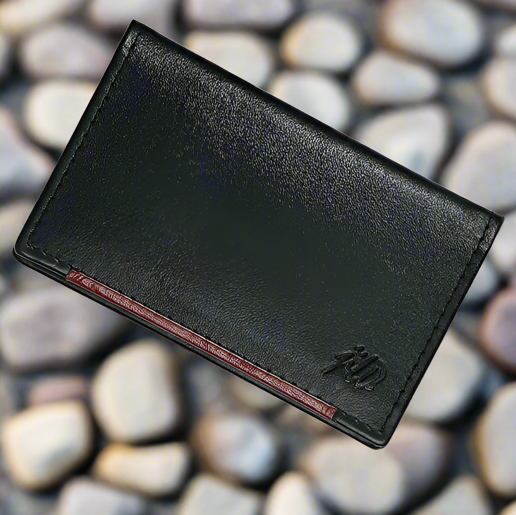 SLIM FIT BIFOLD LEATHER CARD HOLDER BLACK