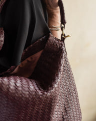 Handmade Woven  Original Leather Bag-Burgundy