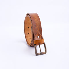 Rustic Leather Casual Jeans Belt For Men - Saddle Tan