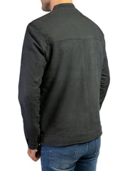 Mens Classic Suede Leather Jacket Zipper Pockets