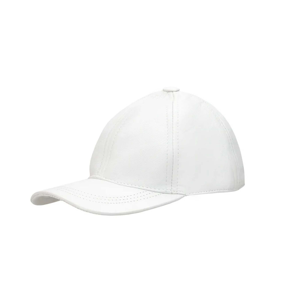 Pure Leather Cap With Adjustable Clip-White