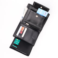 Compact Leather Wallet-Black