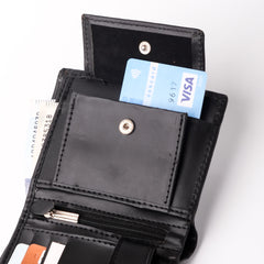 Compact Leather Wallet-Black