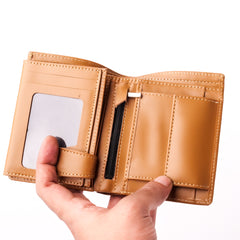 Compact Leather Wallet-Camel