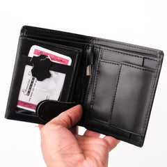 Compact Leather Wallet-Black