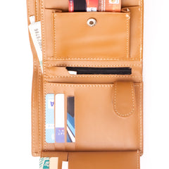 Compact Leather Wallet-Camel