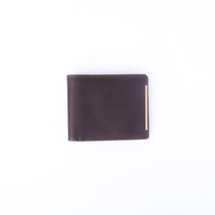 Mens Pure Leather Wallet Bifold Brown stripe