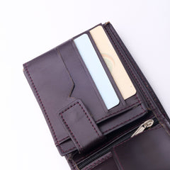 Minimalist Mens Leather Bi-Fold Wallet