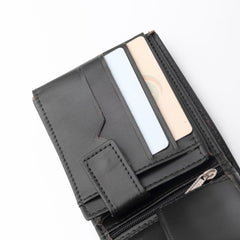 Minimalist Mens Leather Bi-Fold Wallet