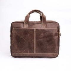 Oxford Pure Leather Vintage Business Laptop Bag-Dark Brown