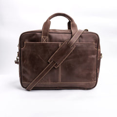 Oxford Pure Leather Vintage Business Laptop Bag-Dark Brown