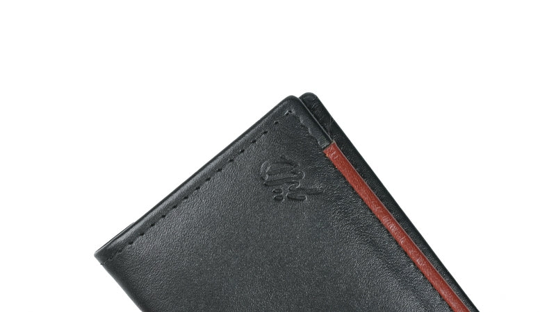 SLIM FIT BIFOLD LEATHER CARD HOLDER BLACK