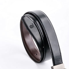 Chromium Double Sided Reversible Men's' Leather Belt-Black Dark Brown