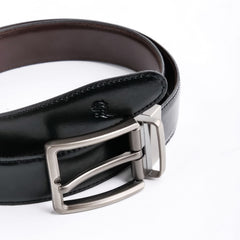 Chromium Double Sided Reversible Men's' Leather Belt-Black Dark Brown