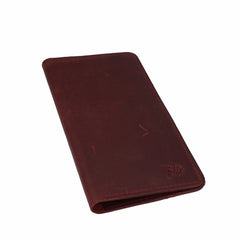 Slim Vintage Long Leather Travel Wallet For Mobile/Credit Cards CRIMSON RED