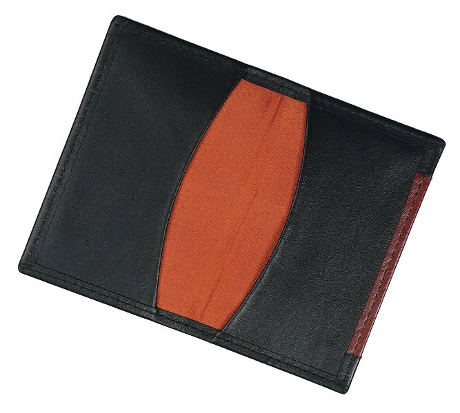 SLIM FIT BIFOLD LEATHER CARD HOLDER BLACK