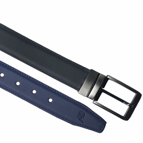 BLACK BLUE Double Sided Reversible Men's' Leather Belt