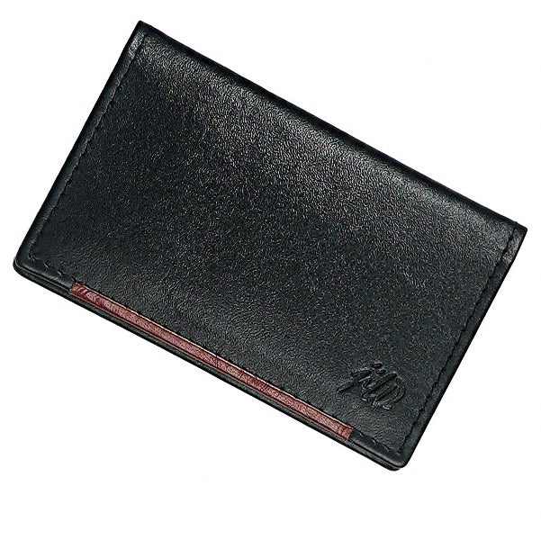 SLIM FIT BIFOLD LEATHER CARD HOLDER BLACK