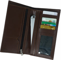 Multi Purpose Leather Long Wallet-CHOCOLATE BROWN