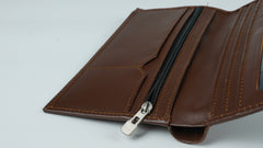 Multi Purpose Leather Long Wallet-CHOCOLATE BROWN