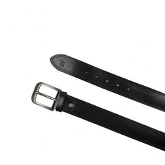 Mens Double Stitch Laminated Leather Belt-Black