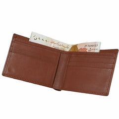 Ultra Slim Bi-fold Natural Butter Soft Cow Leather Mens Wallet