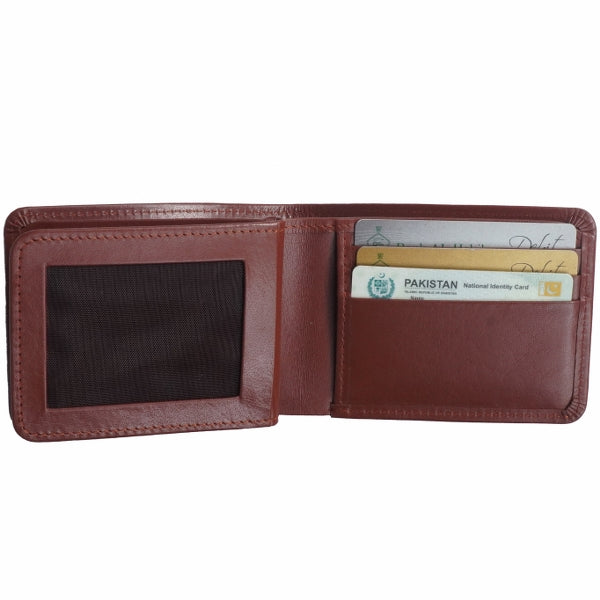 Three Pocket Geniune Leather Mens Wallet- Tan Brown