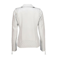 Womens Quilted Leather Jacket-White