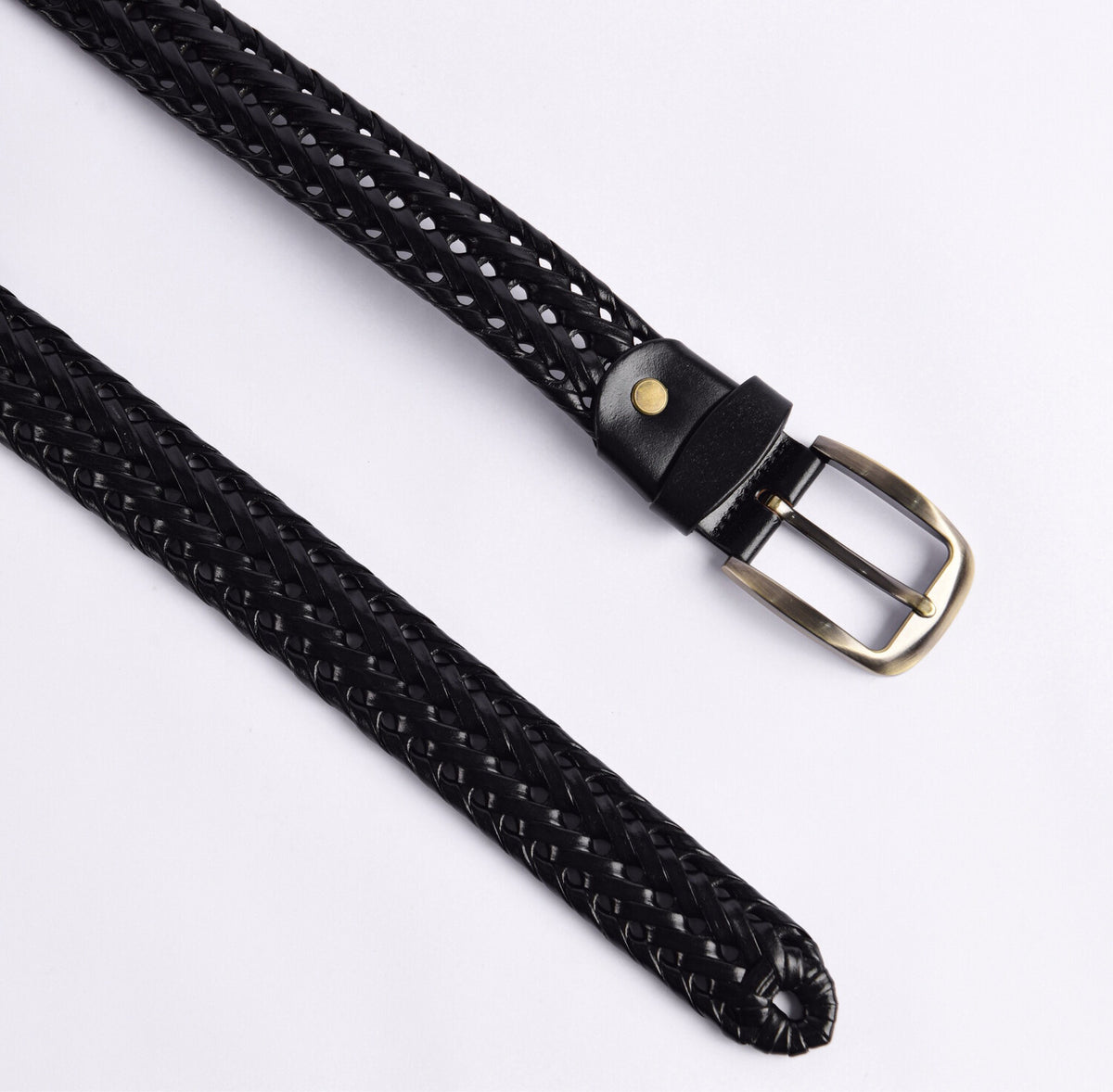 Stylish Braided Men's Leather Belt-Black Color