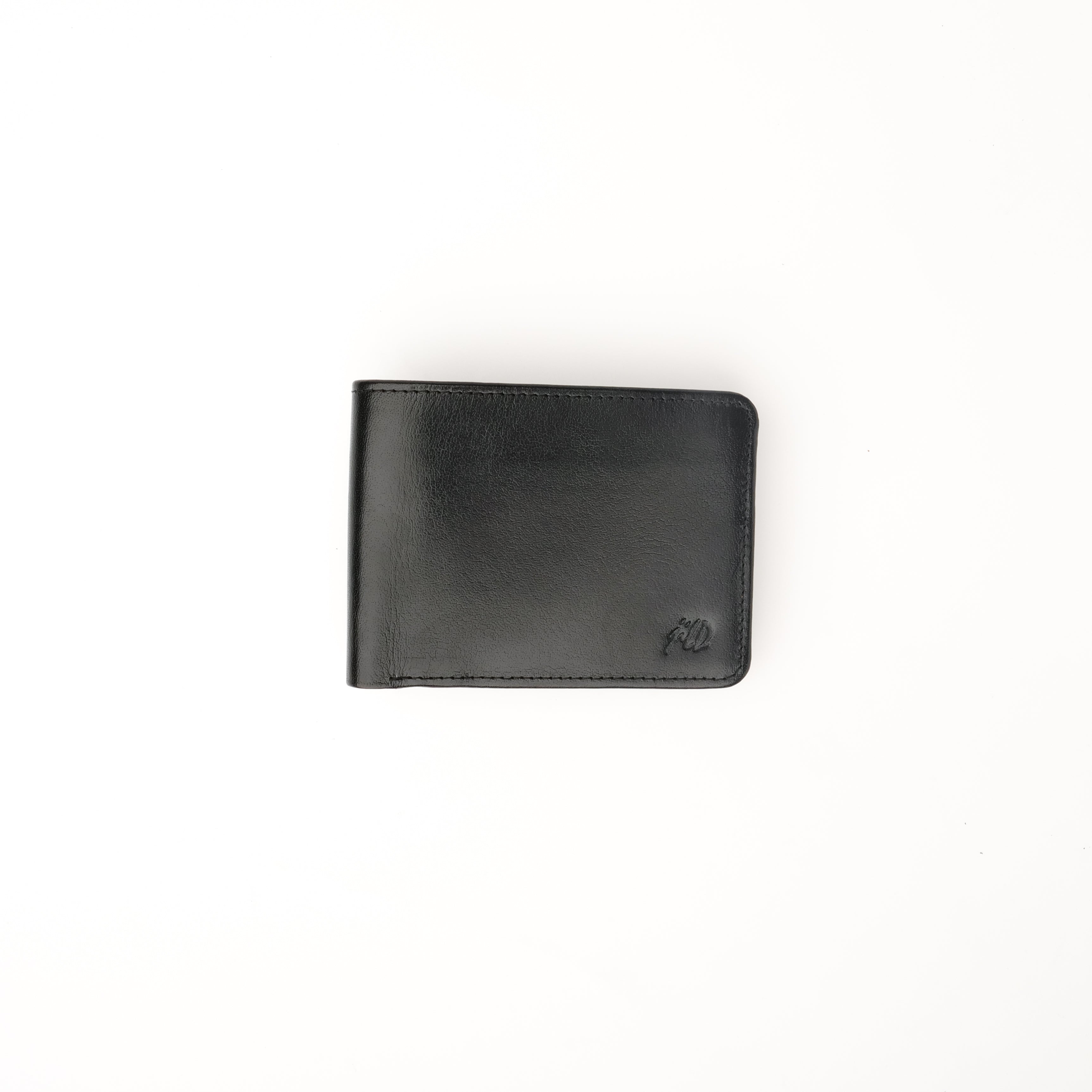 Three Pocket Geniune Leather Mens Wallet- Black